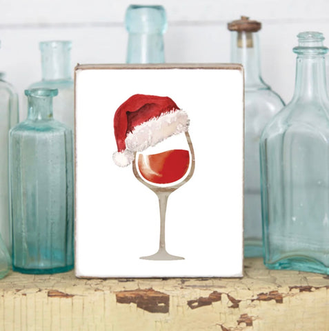 Santa Wine Glass Block