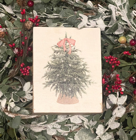 Watercolor Christmas Tree Block